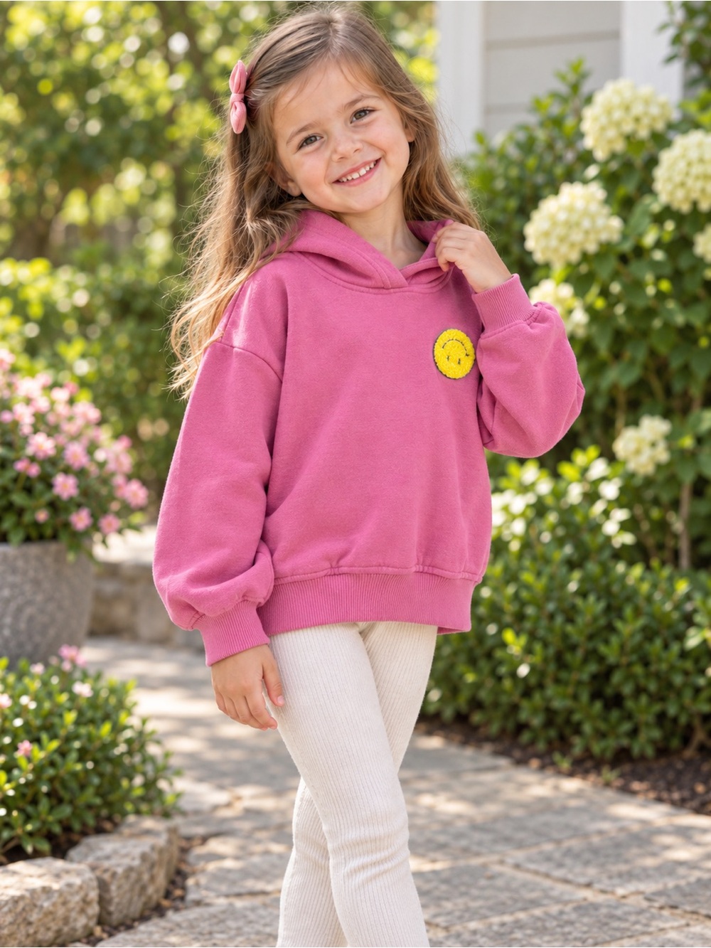 🌼 3/$15 🌼 George Girls Pink Smiley Face Pullover Hoodie | Size 6